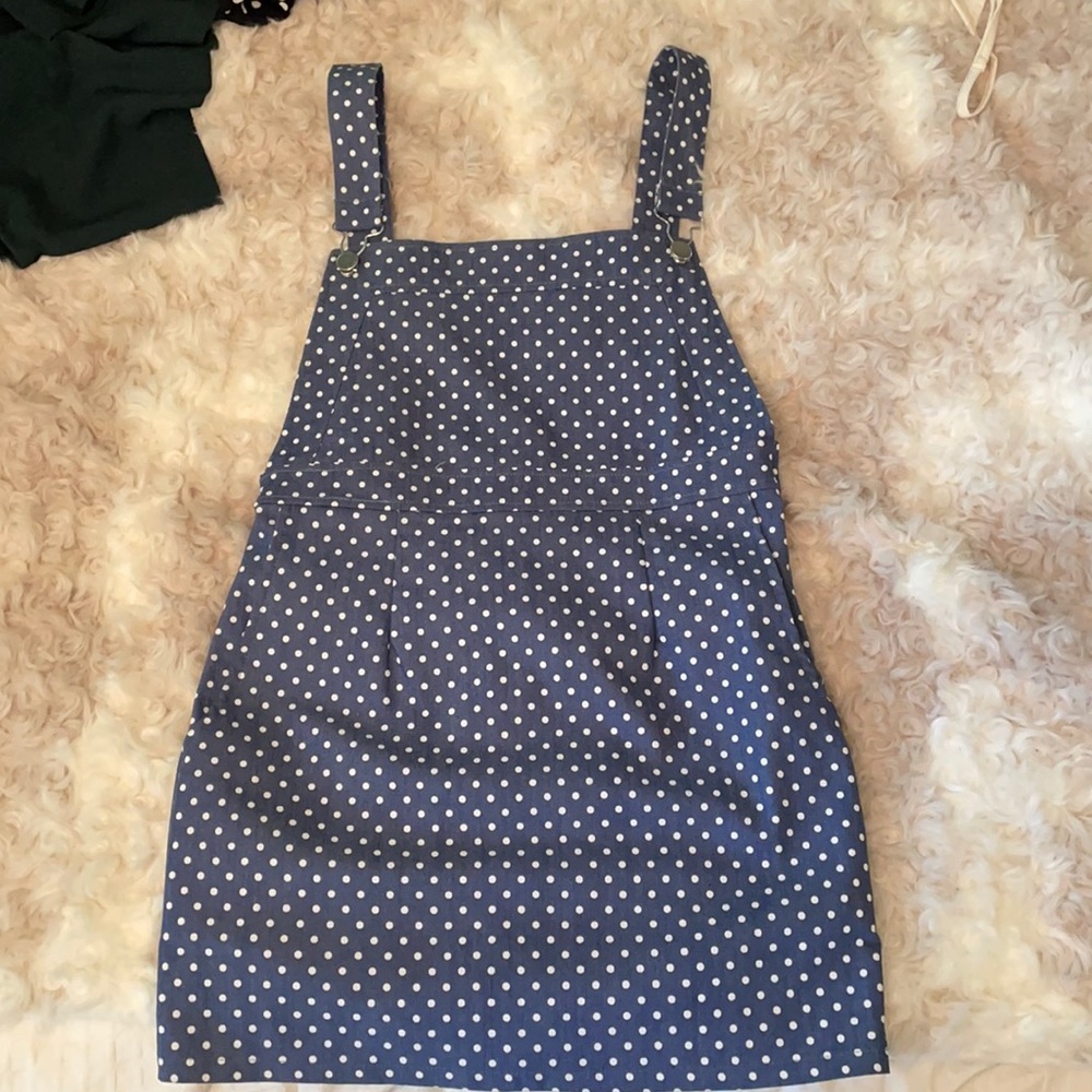 Polka dot overall dress with pockets